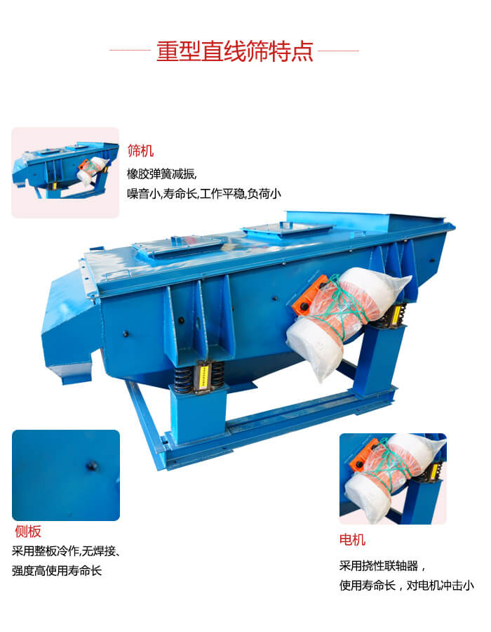 重型直線篩：篩機(jī)，側(cè)板，電機(jī)展示圖