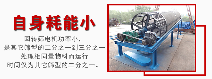 滾筒篩耗能小，使用壽命長，維修方便