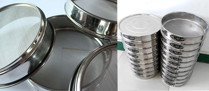 標準土壤篩，篩框與篩網(wǎng)展示圖。