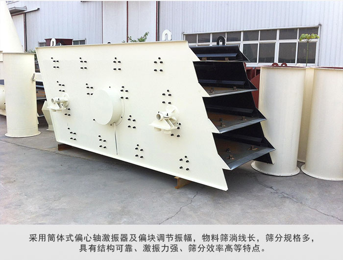 圓振動篩 采用筒體式偏心軸激振器及偏心塊調節(jié)振幅。