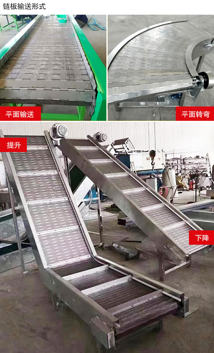 鏈板輸送機平面輸送，平面拐彎，提升等運行現(xiàn)場圖片
